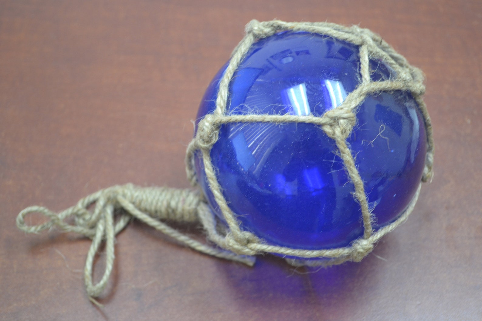 Cobalt Blue Reproduction Blown GLASS FLOAT Fishing Buoy Ball With