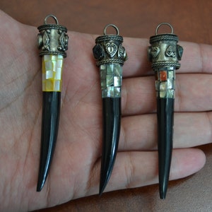 3 pcs assort mother of PEARL shell buffalo HORN PENDANTS