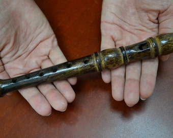 CARVED WOOD whistle flute 8"