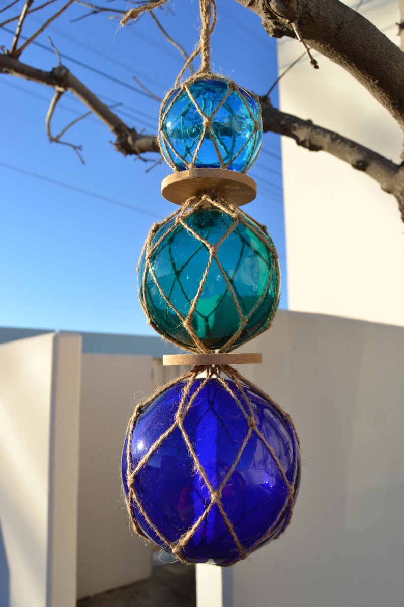 Reproduction TRIO GLASS Float Fishing Ball Beach Garden Hanger Etsy