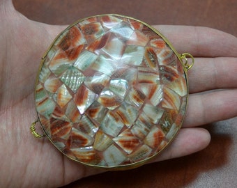 red ABALONE Shell TRINKET Box Coin Purse