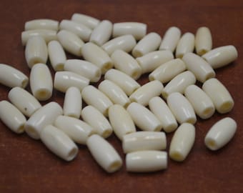white BUFFALO BONE tube beads 1/2"