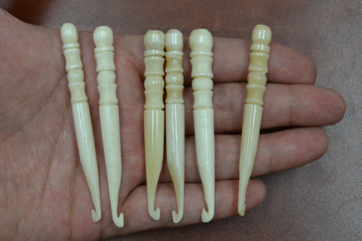 6 pcs handmade carved BONE Bodkin sewing knitting NEEDLE Etsy