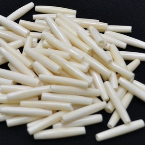 white BUFFALO BONE hairpipe tube beads 1 1/2&quot;