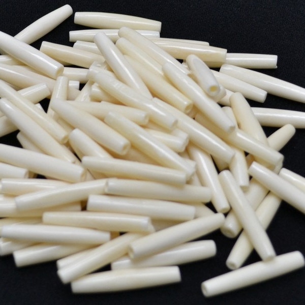 white BUFFALO BONE hairpipe tube beads 1 1/2"