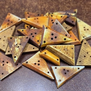 antique brown TRIANGLE buffalo bone BUTTONS 1 1/4"