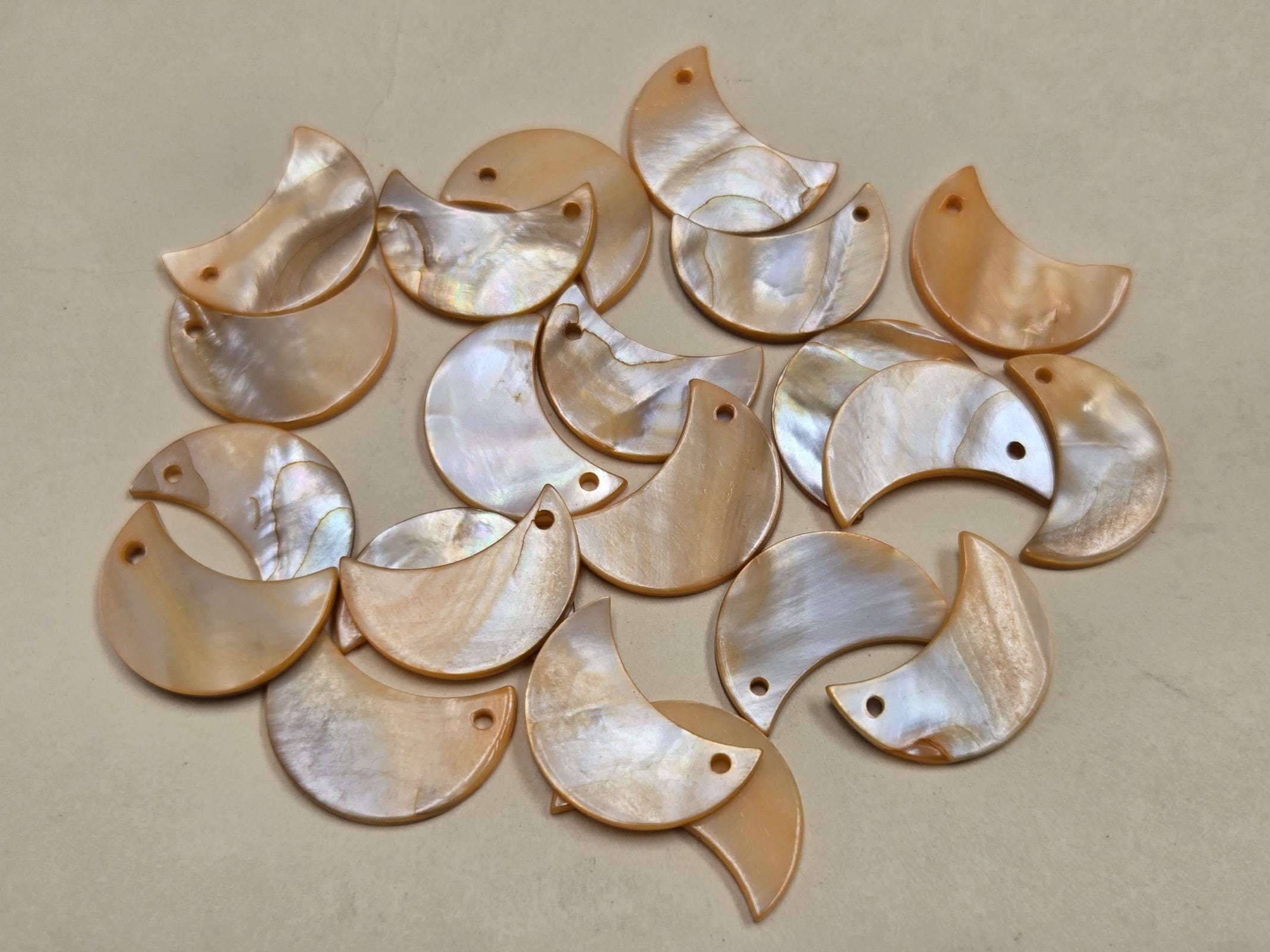 Dyed CRESCENT MOON Pearl Shell Blank CHARMS 7/8