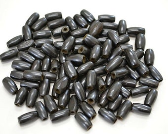 black BUFFALO BONE tube beads 1/2"