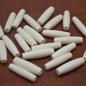 white BUFFALO BONE tube beads 1&quot;