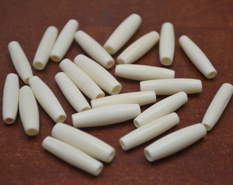 white BUFFALO BONE hairpipe tube beads 1"