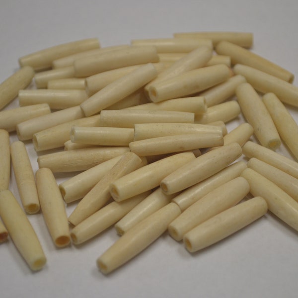 Antique tan brown BUFFALO BONE hairpipe tube beads 1"