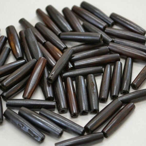 chocolate brown BUFFALO BONE hairpipe tube beads 1"