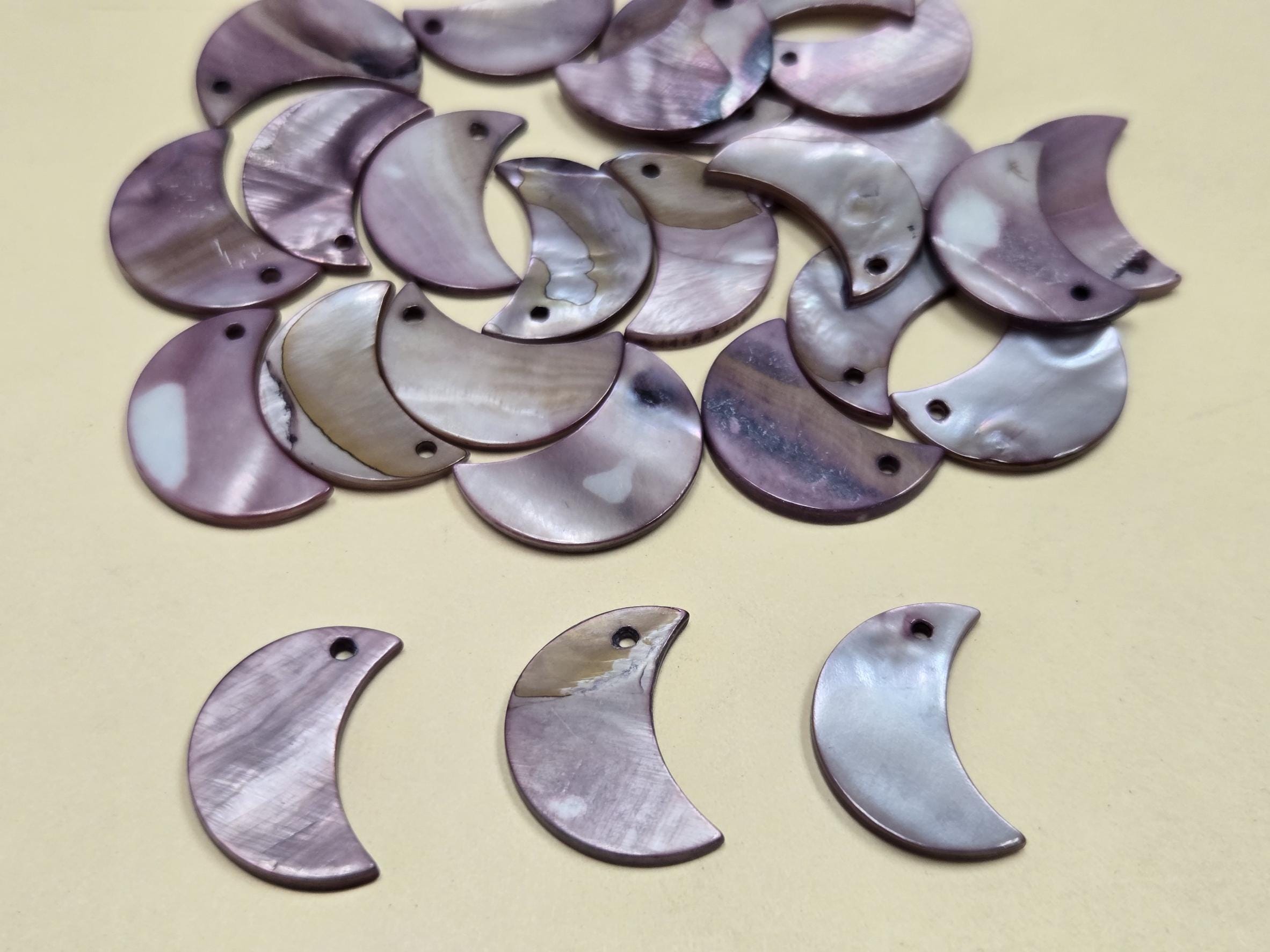 Dyed CRESCENT MOON Pearl Shell Blank CHARMS 7/8