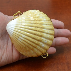 yellow MOTHER OF PEARL Shell Trinket Box