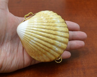 yellow MOTHER OF PEARL Shell Trinket Box