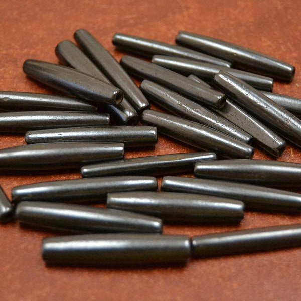 black BUFFALO BONE hairpipe tube beads 1 1/2"