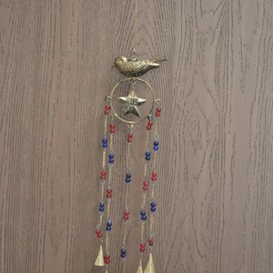 bird with star rusty IRON metal BELLS windchime