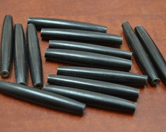 black BUFFALO BONE hairpipe tube beads 2"