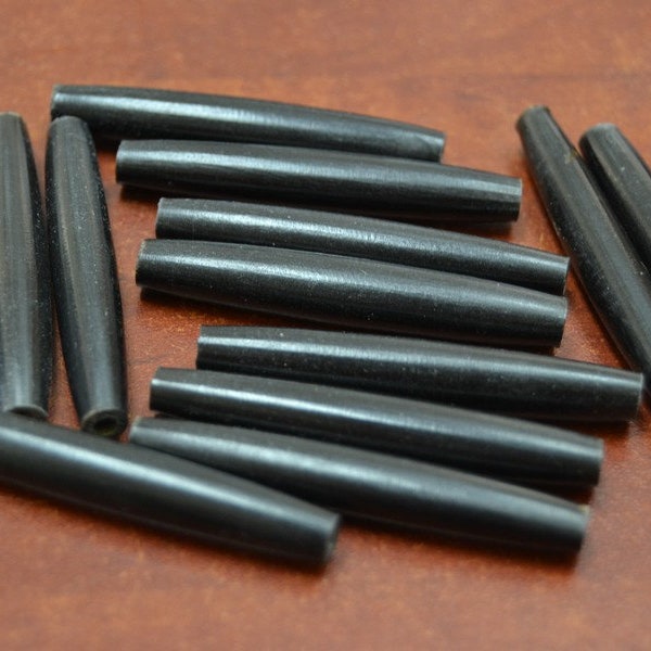 black BUFFALO BONE hairpipe tube beads 2"