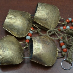 4 pcs rusty IRON metal BELLS hanger