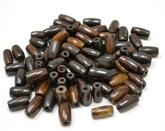 cuentas de tubo de pipa de pelo BUFFALO BONE marrón chocolate 1/2"
