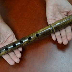 CARVED handmade WOOD whistle flute 13&quot;