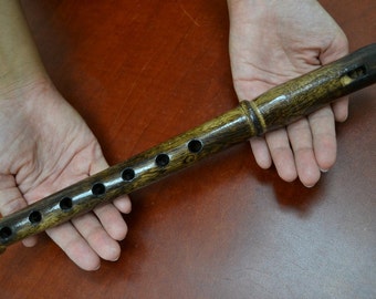 CARVED handmade WOOD whistle flute 13"