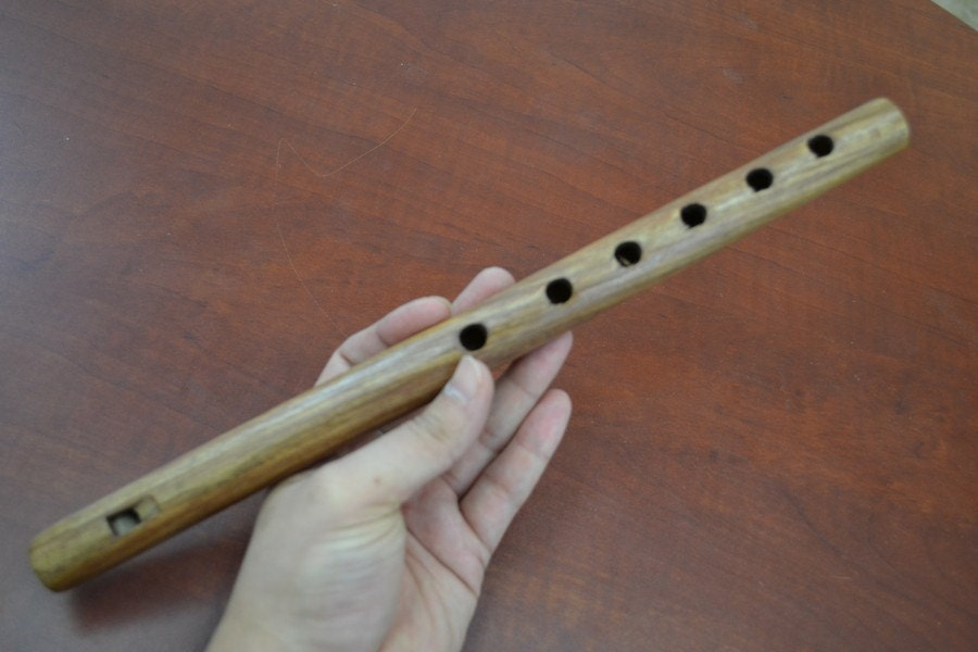 CARVED WOOD whistle flute 12"