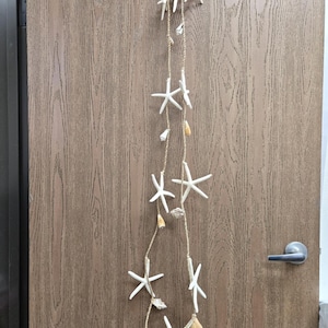 white FINGER STARFISH seashell GARLAND hanger 9 feet