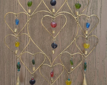 Handmade HEART rusty IRON metal WINDCHIME