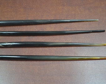 4 Pcs carved water BUFFALO HORN HAIR Stick Pins