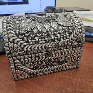 agate GEMSTONE silver plated CHEST BOX 8&quot;