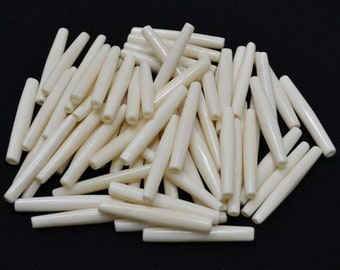 white BUFFALO BONE hairpipe tube beads 2"