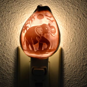 carved purple ELEPHANT Sea Shell NIGHTLIGHT