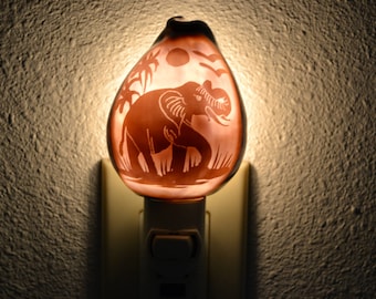 carved purple ELEPHANT Sea Shell NIGHTLIGHT