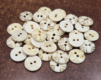 BOTONES DE HUESO DE BÚFALO marrón vintage de dos agujeros de 15 mm
