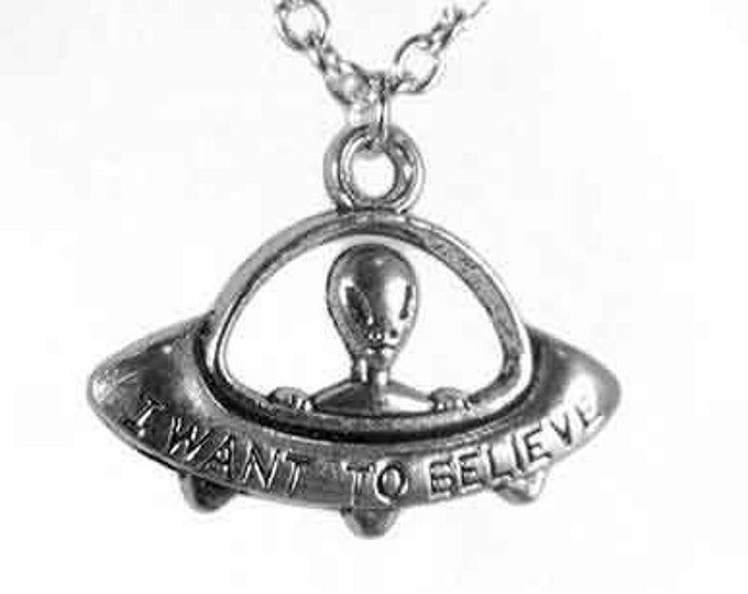 Flying Saucer Necklace, Silver