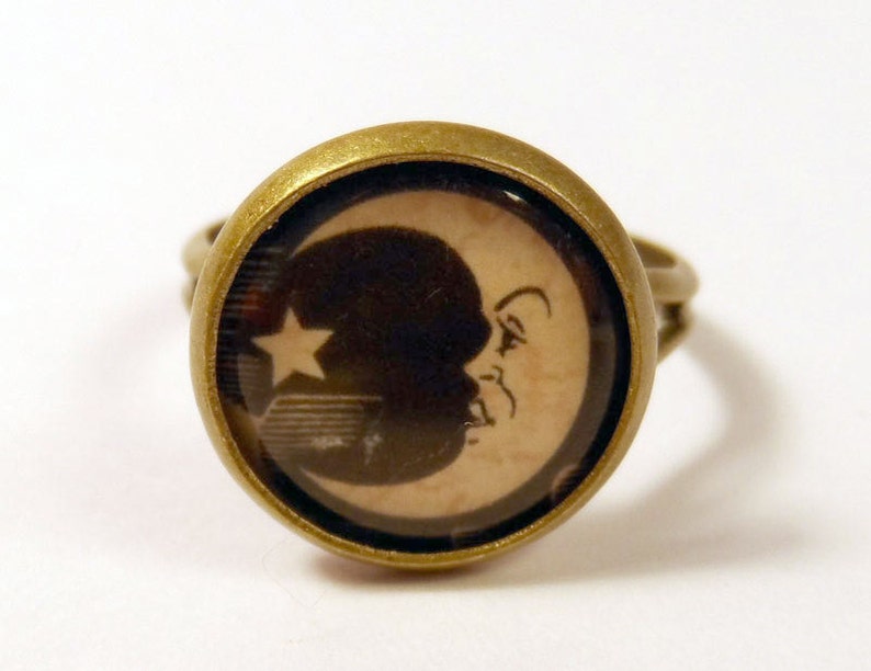 Ouija Board Moon Bronze Adjustable Ring image 3