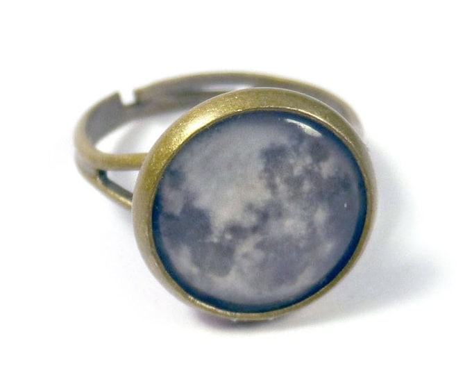 Full Moon Bronze Adjustable Ring