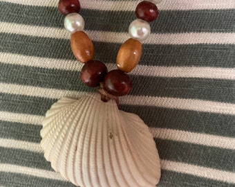 Natural Beaded Nautical Seashell Necklace