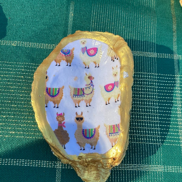 Porte-vaisselle de lama Bijoux Bibelots Or Alpaga Coquille d’huître Préado Cadeau Saint-Valentin