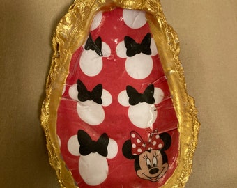 Minnie Mouse Jewelry Holder Dish For Trinkets Rings Gold Oyster Shell Unique Gift