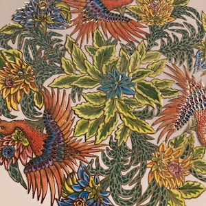 Um cartão de saudação vintage Mandala Blank Pássaros turcos com envelope