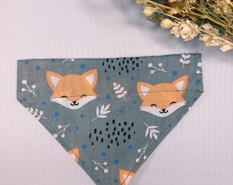 Grey Fox print dog bandana, dog accessory