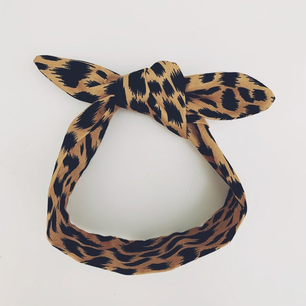 Leopardo stampa bambino papillon stile cravatta fascia, accessorio per capelli, pin up , alternativa