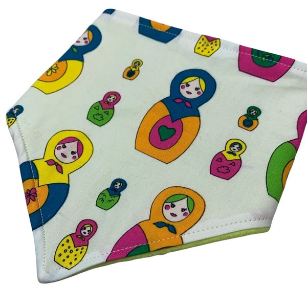 Russian Doll Print dribble bib with fleece backing