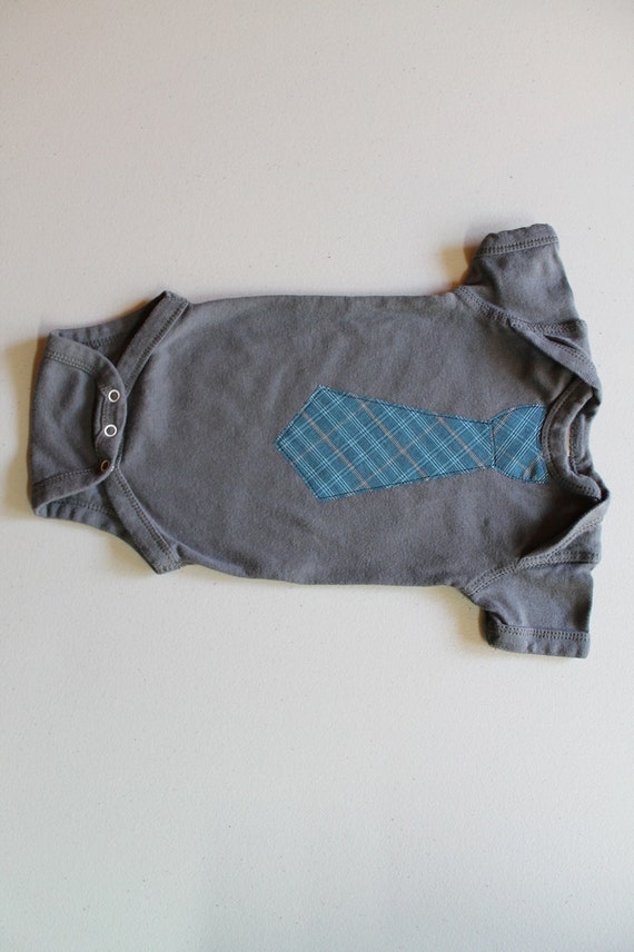 Items similar to Baby Boy Tie charcoal gray bodysuit, teal tie, baby