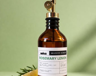Rosemary Lemon Simple Syrup for Cocktails & Coffee with Dispenser | Small Batch Artisan Made