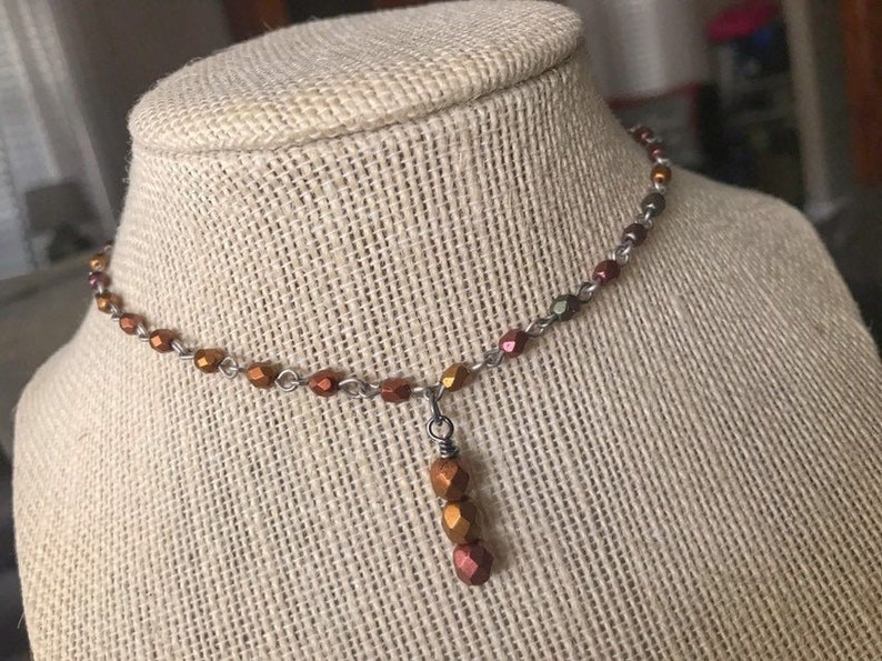 Czech Glass Necklace in earth tones