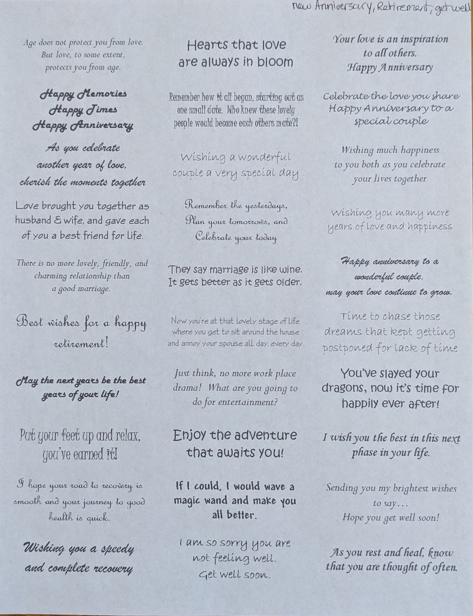 Printable Sentiments Print Your Own Variety Card Sentiments - Etsy